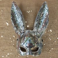 Maska Królika z Efektem Disco, Błyszczący Dodatek do Kostiumu dla Kobiet, Nastolatek, na Halloween, Imprezę Rave, Cosplay, Glam, Sexy, na Klubową Noc, Rekwizyt do Zdjęć