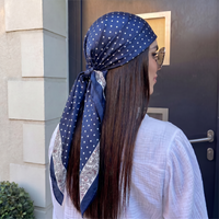 90cm New Luxury Brand Dot Prin Square Scarf for Women Hijab Hair Bands Neckerchief Female Satin Shawl Ribbon Headband 2026