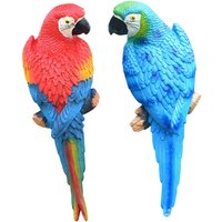 2x Parrot Figurines Yard Art Decor Tree Decoration, Decorative Bird Sculptures,
