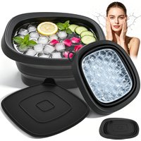 Silicone Foldable Face Ice Bath Bowl with Lid Built-in Ice Tray Skin Tightening Basin Travel Protable Washbasin Facials Beauty