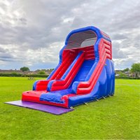 DINGYURUITOYS Komercyjna Dmuchana Zjeżdżalnia Dwukanałowa Zewnętrzna Dmuchana Zabawka dla Dzieci PVC Bouncer Park Rozrywki Impreza Zabawka