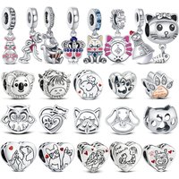 New 925 Sterling Silver Pet & Animal Charms Blue Paw Print Pendants Fit Original Bracelets DIY Jewelry Making For Women Gifts