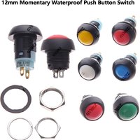 5PCS White Green Blue Mini 12mm Momentary Waterproof Push Button Switch Horn1A 250V Self-reset Red Yellow Black DIY