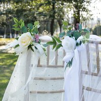 Nordic Outdoor Wedding Decoration Chair Back Flowers Flower Bouquets Forest Style Simulation Flowers Wedding Photography Prop
