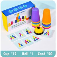 Montessori Toys Stack Cup Game With Card Educational Intellectual Enlightenment Color Cognition Logic Training Kids Children