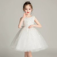 4-14 Years Flower Dress Wedding Party Clothing Frock Flower Beading Gown Princess Summer Short Dress Costumes Girl Kid Dress