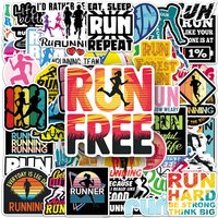 50-Pack Waterproof Running Sports Theme Stickers for Decoration on Water Bottles Phones Guitars Luggage Notebooks Stationery