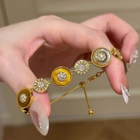 Retro Tiger Eye Stone Sun flower Bracelets for women Light Luxury High Grade Diamond inlay Chain Bracelet Fashion Charm Jewelry