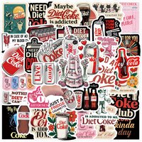 55Pcs Diet Coke Stickers Drink Cola Themes Decals For Laptop Scrapbook Luggage Guitar Helmet DIY Graffiti Aesthetic Stickers