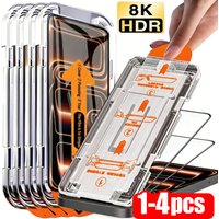 1-4PCS Dust-Free Easy Install HD Clear Tempered Glass For iPhone 17ProMax 17Air 16Pro 15Plus 17 16 15 14 13 12 11 Mini XS XR 16e