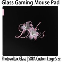 C-Clustrs Lilies Glass Mousepad Photovoltaic Glass Mouse Pad - XXL Carved Surface Tempered Desk Mat for FPS Gaming & E-Sports