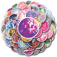 50PCS Colorful Vintage Shiny Disco Ball Assorted Styles Decorative Stickers For Journal Laptop Water Bottle Phone Case