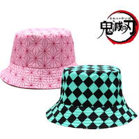 Anime Demon Slayer Fisherman Cap Cosplay Kamado Tanjirou Nezuko No Yaiba Printing Bucket Hat Sunhat Costume Outdoor