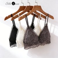 Natural Mulberry Silk Bra Triangle Cup Beautiful Back Underwear Low Waist Lace Trim Skin-friendly Women's Sexy Underwear Set