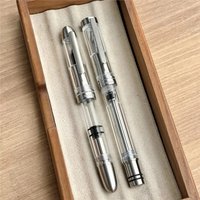 Asvine V200 Transparent Rainbow Titanium Fountain Pen Vacuum Filling BOCK / Asvine EF/F/M/B Nib Acrylic Smooth Writing Pen