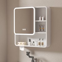 Smart Bathroom Mirror Cabinet, Wall Mounted LED Cabinet with Storage, Frameless Waterproof Vanity Mirror, Anti-Fog Mirror Shelf