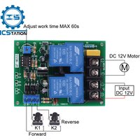 DC 12V 30A Motor Driver Controller for Forward and Reverse Auto Cycling 0-60 Seconds Relay Delay Reverse Connection Protection