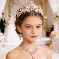 Luxury Flower Crown Princess Bridal Jewelry Sets Tiaras and necklace earrings for Women Wedding Prom Birthday Gifts