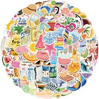 100PCS Creative Summer Chill Vibes Cartoon Stickers DIY Personalized Account Decoration Material Stickers