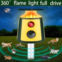 Ultrasonic Animal Repeller 360° Induction & LED Flame Light Cat Repellent Outdoor Waterproof Repel Cats Dogs Deer Wild Boars Fox