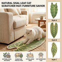 Natural Sisal Cat Scratcher Mat Leaf Shape Cat Scratching Mat Decorative Sofa Protector Pet Supplies for Wall and Floor Indoor