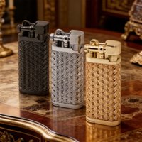 SPUNK Vintage Metal Windproof Butane Gas Lighter Pipe Lighter Oblique Fire Grinding Wheel Open Fire Cigarette Lighter Men's Gift