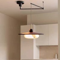 Żyrandol z marmurowego szkła, nordyckie drewniane lampy wiszące LED, imitacja, do restauracji, gabinetu, salonu, lampa sufitowa z ruchomym ramieniem.