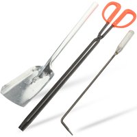 1Set Fireplace Tools Set Heavy Duty Rustproof Iron Fire Shovel Poker Hook for Home Garden Bbq Fireplace Stove Ash Coal Handling