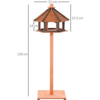 Wooden Bird House with Stable Base Outdoor Bird Feeding Station Garden Bird Table Roof for Pigeons and Parrots