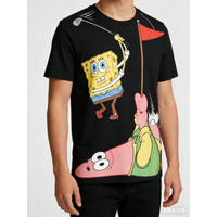 Fashion New Hot Selling SpongeBob SquarePants Hip Hop Happy Pattern 3D Printed Round Neck Quick Drying T-shirt Large Size