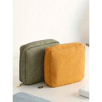 Solid color cosmetic bag women's sanitary napkin storage bag portable travel storage skin care products wash bag