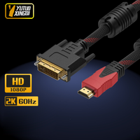 1080P HDTV To DVI 24+1 Braided Cable With DVI 24+5 HD Video Connection Computer Monitor TV Projector Converter