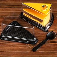 50pcs, Clear Cake Slice Containers, Cake Boxes, Disposable Plastic Cheesecake Containers with Lids