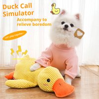 Pet Toys Sleep With Little Yellow Duck Bite Resistant Molar Doll Relieve Boredom Plush Charging Duck Interactive Cat Toy