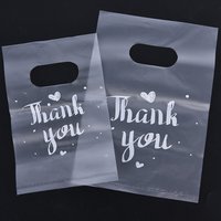 100 Pcs Mini Thank You Plastic Gift Bags Wedding Candy Bags Shopping Carrier Bags For Party, Festival, Daily Use And Etc.