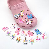 18Pcs Cartoon Unicorn Shoe Charms for Clogs Bubble Slides Sandals Removable PVC Shoe Decorations Accessories for Unisex Gifts