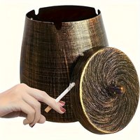Windproof Ashtray with Lid Metal Cigarette Ashtray Portable Outdoor Ashtray with Removable Liner Vintage Ash Holder for Home Car