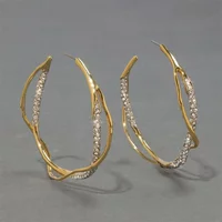 Europe Designer Crystal Zircon Gold Silver Round Big Earrings Women Luxury Sparkling Jewelry Trend