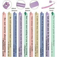 Handmade Faux Leather Bible Bookmarks: Inspirational Christian Verses - Colored PU Leather Page Markers - Gift for Men and Women