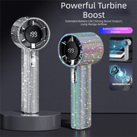 Small Size Mini Portable Fan LED Powered Cute Design LED Personal Fan Sparkling Imitation Diamonds Diamond Pattern