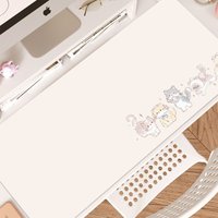 Pink Kawaii Kitten Leather Desk Pad Protector Non-Slip Large Small Mouse Pad Pc Home &Office Desk Mat PU Leather Laptop Desk Pad