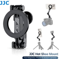 JJC Magnetic Phone Tripod Mount Adapter with 1/4โScrew Cold Shoe Mount for iphone 16 15 14 13 Gopro Hero 13 12 11 10 Action 5 4