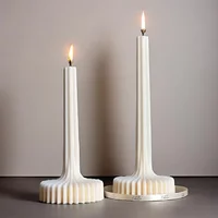 Elegant Stripe Vase Candle Mold DIY Sculptural Pillar Candles Plastic Mould Gypsum Making Tool Party Gifts Aesthetic Table Decor