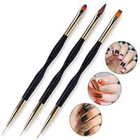 3 Pcs Set Nail Drawing Pen Dual End Nail Art Pen Brush Acrylic & Liner Round Flat Painting Drawing Liner Nail Tools Double Fucti