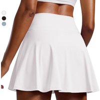 Fashion Pleated Tennis Skirts Tummy Control Built-in Shorts Golf Skorts Crossover Style 2 in 1 Design Athletic Skirts Women