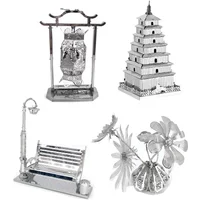 3D Metal Puzzle Yue Yang Tower Suzhou Garden Chinese Lantern Goose Pagoda Assembly Model Kits Jigsaw Puzzle Toys Gifts For Adult