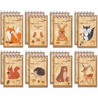 8pcs Forest Animals Theme Mini Spiral Pocket Notebooks Memo Pad Coil Booklet Notepads For Office Stationery School Diaries