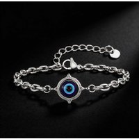 Vnox Evil Eye Bracelet for Men Boys, Stainless Steel Adjustable Dainty Turkish Eye Charm Beaded Wristband, Lucky Amulet Jewelry