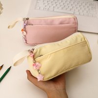 Large Capacity Pencil Pen Case Office with Pendant Cute Solid Color Storage Simple Stationery Bag for School Girl Boy Men Women