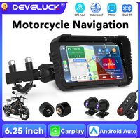 Portable 6.25 inch Motorcycle GPS Navigation Wireless Carplay Android Auto Bluetooth Drive Recorder Moto Monitor IPX7 Waterproof
